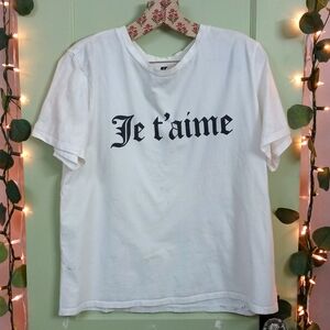 Women's Divided Je T'aime L white black T-shirt 👕